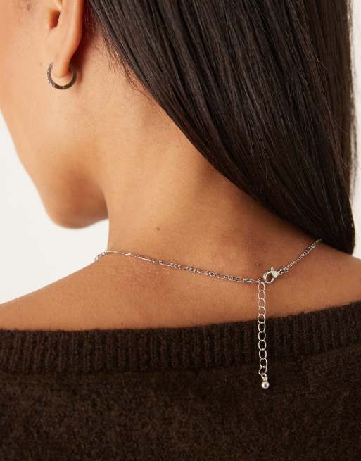 ASOS DESIGN necklace in silver tone with sparkly rhinestone detailed pendant, 3 of 3
