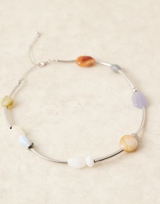 Asos Design Necklace With Abstract Bead Detail