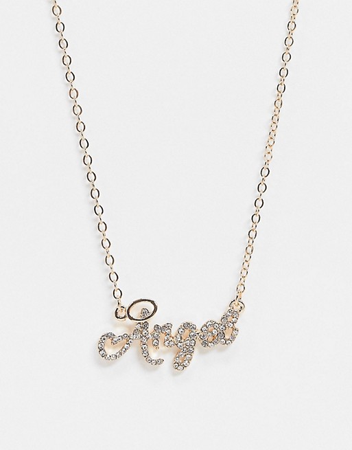 ASOS DESIGN necklace with angel pendant in gold tone