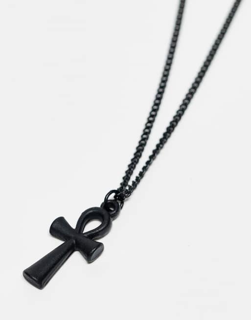 Black store ankh necklace