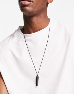 ASOS DESIGN necklace with bar pendant in matte black