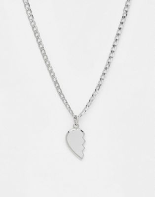 ASOS DESIGN necklace with broken heart pendant in silver tone
