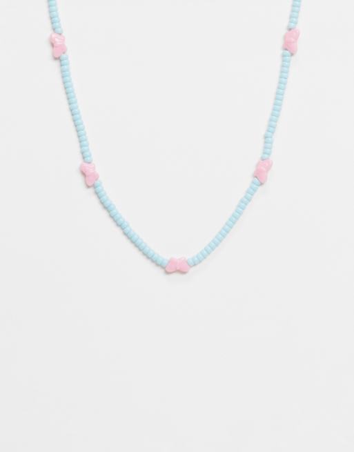 ASOS DESIGN necklace with butterfly beads
