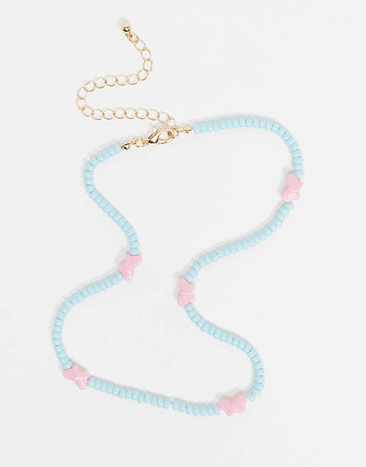 ASOS DESIGN necklace with butterfly beads
