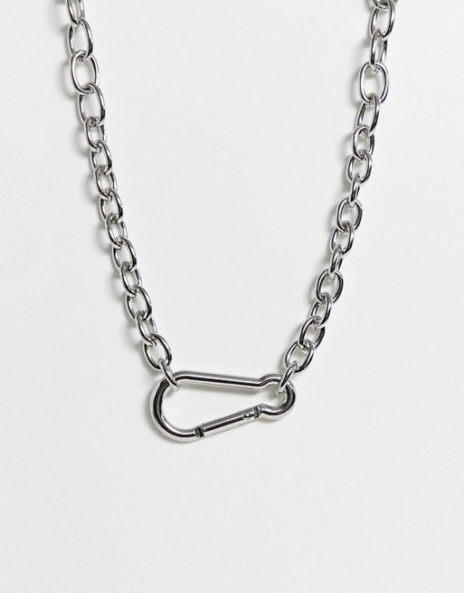 ASOS DESIGN necklace with chunky contrast chain and carabiner clasp in ...