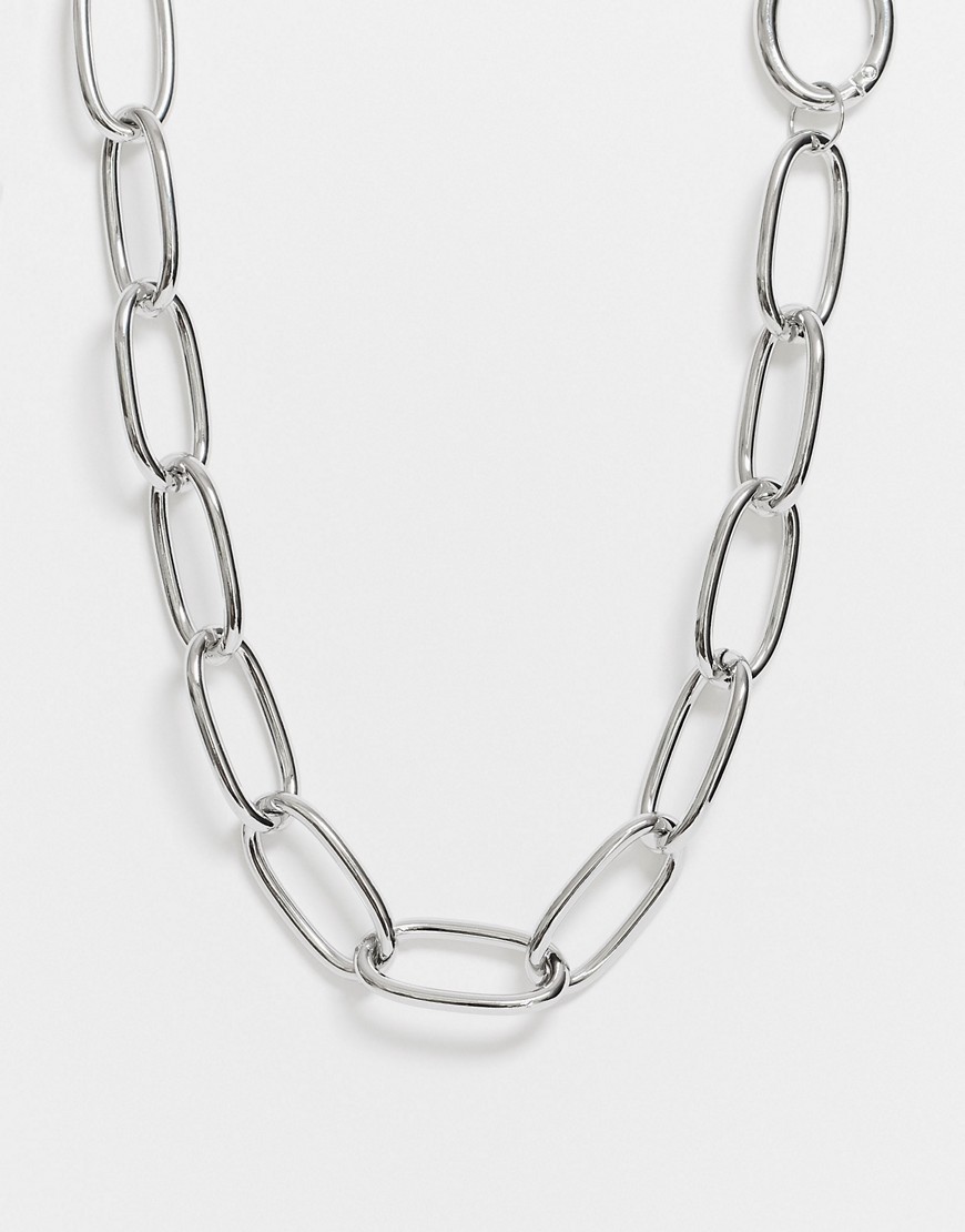 ASOS DESIGN necklace with chunky hardware links in silver tone