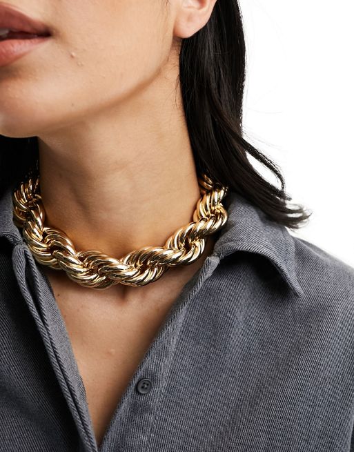 FhyzicsShops DESIGN necklace with chunky twist design in gold tone