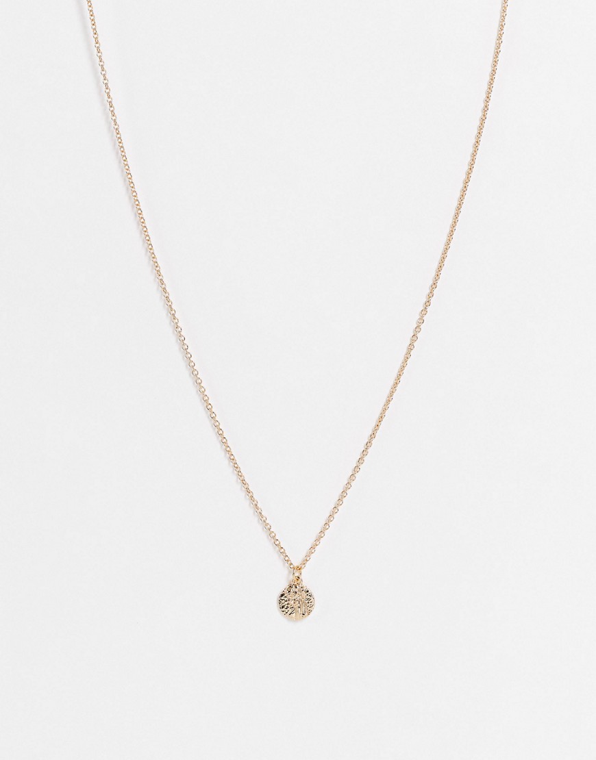 ASOS DESIGN necklace with circle coin pendant in gold tone