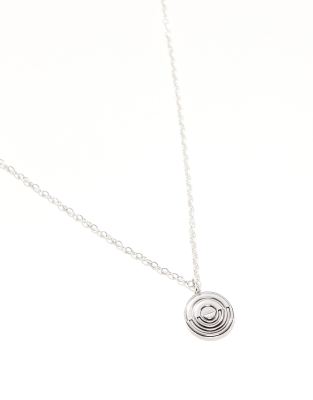 Asos Design Necklace With Circle Design Pendant In Silver
