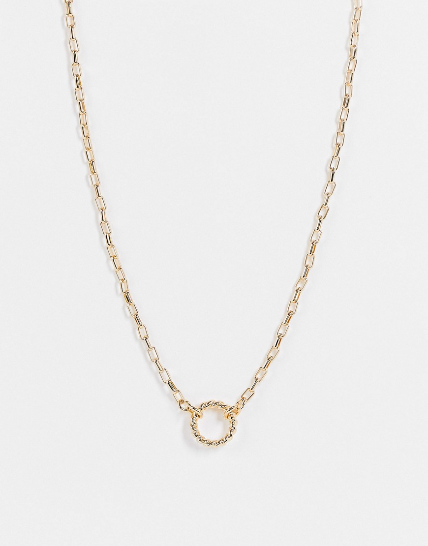 ASOS DESIGN necklace with circle pendant in gold tone