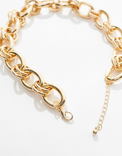 ASOS DESIGN Curve body chain top in gold tone