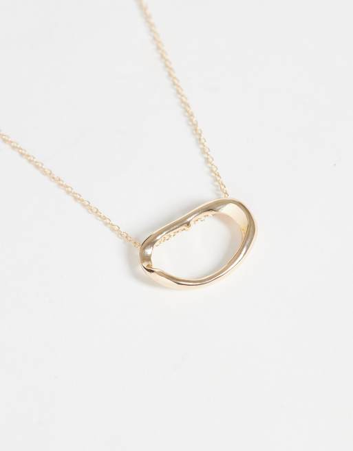 ASOS DESIGN necklace with clean abstract pendant in gold tone, 4 of 4