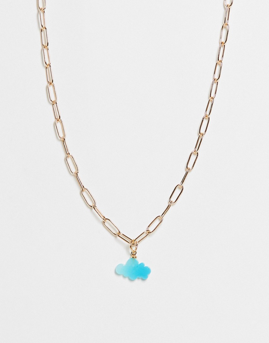 ASOS DESIGN necklace with cloud pendant in gold tone