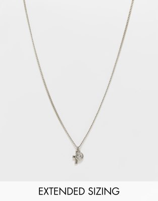 ASOS DESIGN ASOS DESIGN necklace with cross and blue stone pendant in silver tone