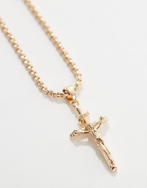 FhyzicsShops DESIGN necklace with cross pendant in gold tone