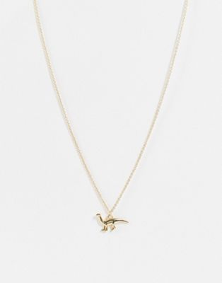 ASOS DESIGN necklace with dinosaur pendent in gold tone