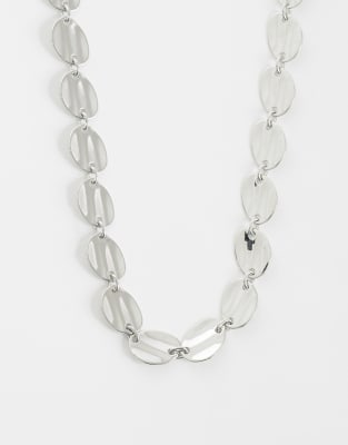 Asos Design Necklace With Disc Design In Silver