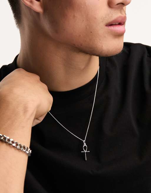 ASOS DESIGN necklace with ditsy ankh pendant in silver tone | ASOS