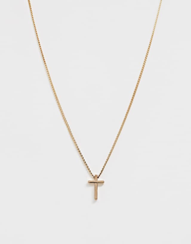 ASOS DESIGN necklace with ditsy cross in gold tone