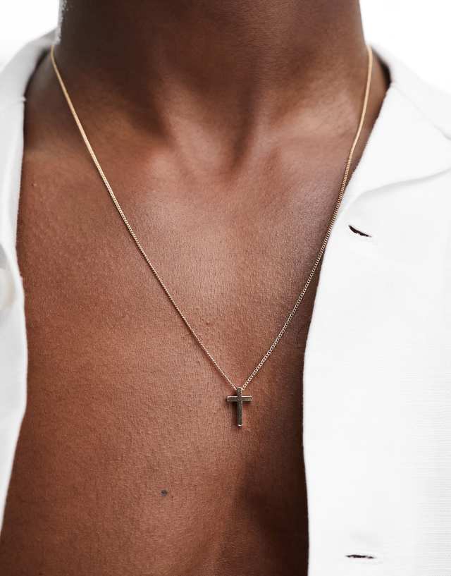 ASOS DESIGN necklace with ditsy cross in gold tone