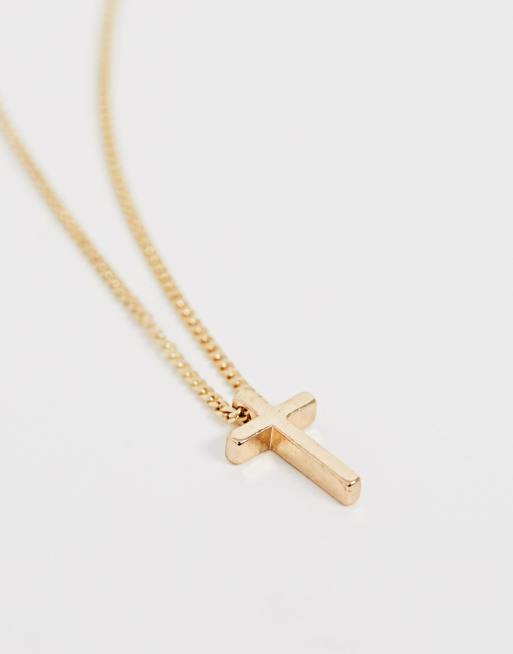 ASOS DESIGN necklace with ditsy cross in gold  , 2 of 4