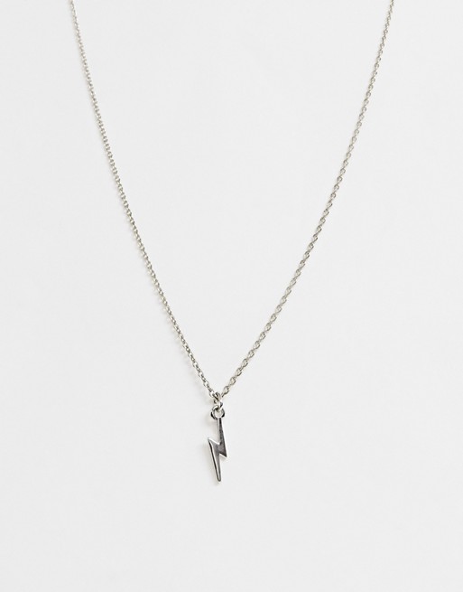 ASOS DESIGN neckchain with ditsy lightning bolt in silver tone
