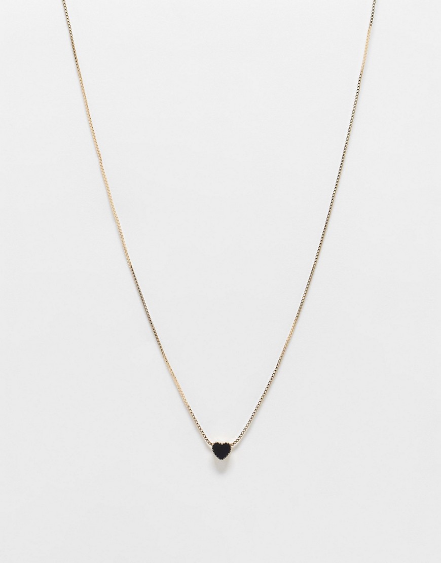 ASOS DESIGN necklace with enamel heart pendant in gold tone