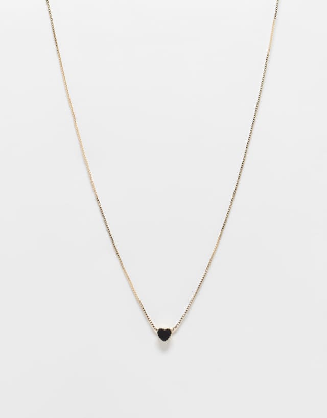 ASOS DESIGN necklace with enamel heart pendant in gold tone