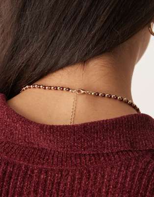 Asos Design Necklace With Faux Beads And Acrylic Fish Pendant In Red