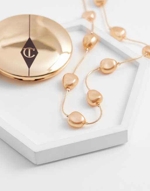 ASOS DESIGN necklace with faux pearl in gold tone, 2 of 4