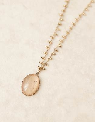 Asos Design Necklace With Faux Quartz Pendant