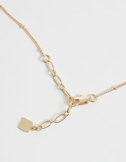 ASOS DESIGN necklace with fine chain and moon pendant in gold tone, 3 of 5