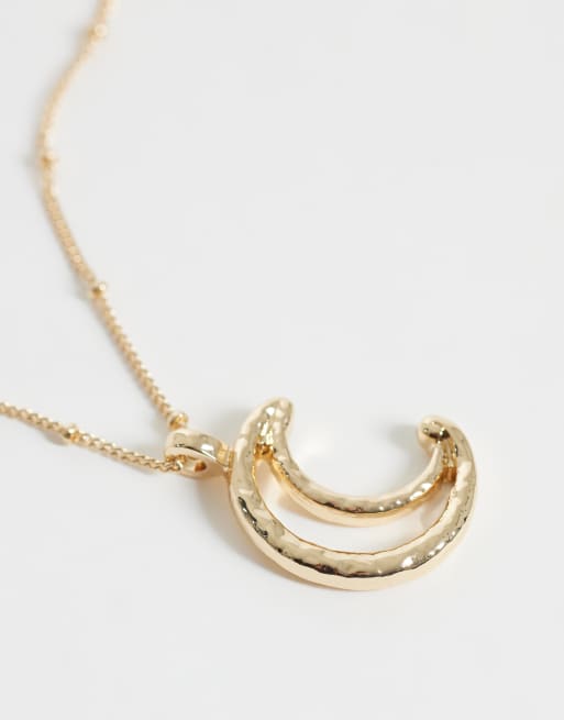 ASOS DESIGN necklace with fine chain and moon pendant in gold tone, 4 of 5