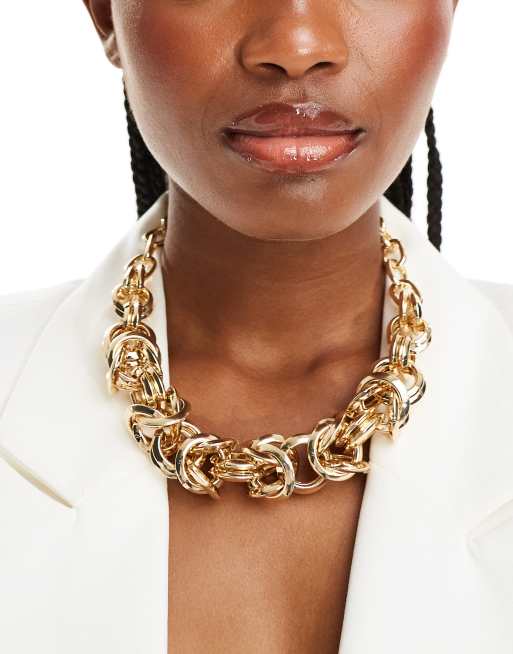 ASOS DESIGN necklace with graduated link chain in gold tone | ASOS