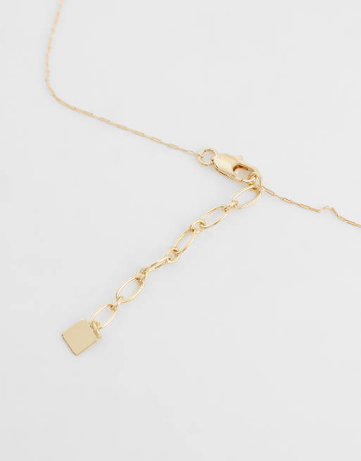 ASOS DESIGN necklace with green semi-precious chippings and palm tree pendant in gold tone, 3 of 4