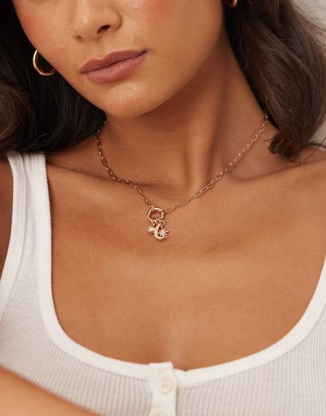 ASOS DESIGN necklace with interchangeable charms details in gold tone - view 1