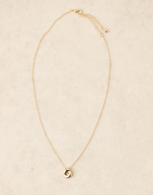 Asos Design Necklace With Knot Pendant In Gold