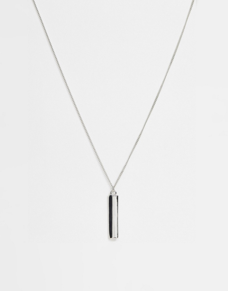 ASOS DESIGN necklace with minimal bar pendant in silver tone