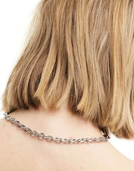 ASOS DESIGN necklace with mixed metal chunky clasp design, 2 of 4