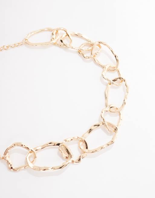 ASOS DESIGN necklace with molten chain detail in gold tone, 3 of 4