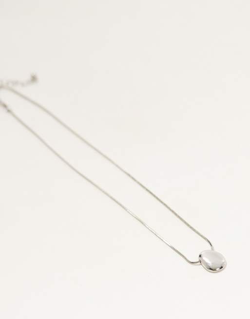 ASOS DESIGN necklace with molten pebble pendant in silver tone, 3 of 3