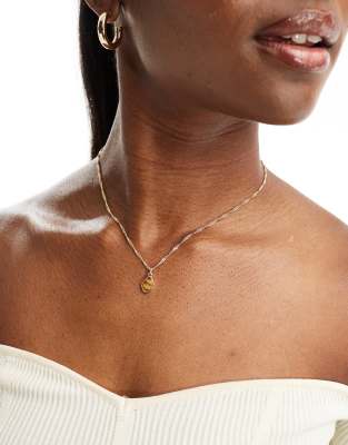 ASOS DESIGN ASOS DESIGN necklace with molten pendant and tigers eye style enamel in gold tone