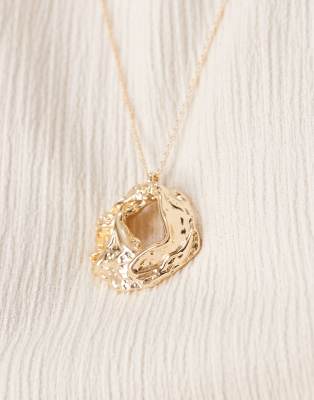 Asos Design Necklace With Molten Pendant