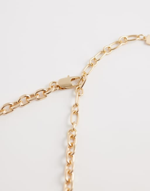 ASOS DESIGN necklace with molten resin stone-settings in gold tone, 3 of 4
