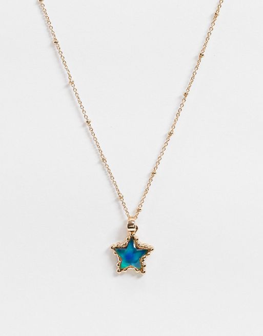 ASOS DESIGN necklace with mood star pendant in gold tone | ASOS