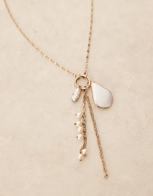 Asos Design Necklace With Multi-charm Drops In Gold