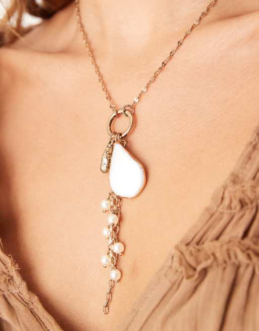 ASOS DESIGN necklace with multi-charm drops in gold tone