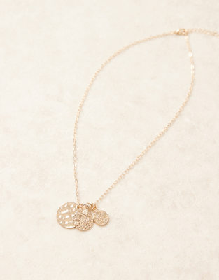 Asos Design Necklace With Multi-coin Pendant In Gold