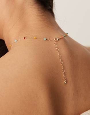 Asos Design Necklace With Multi Micro Beads In Gold