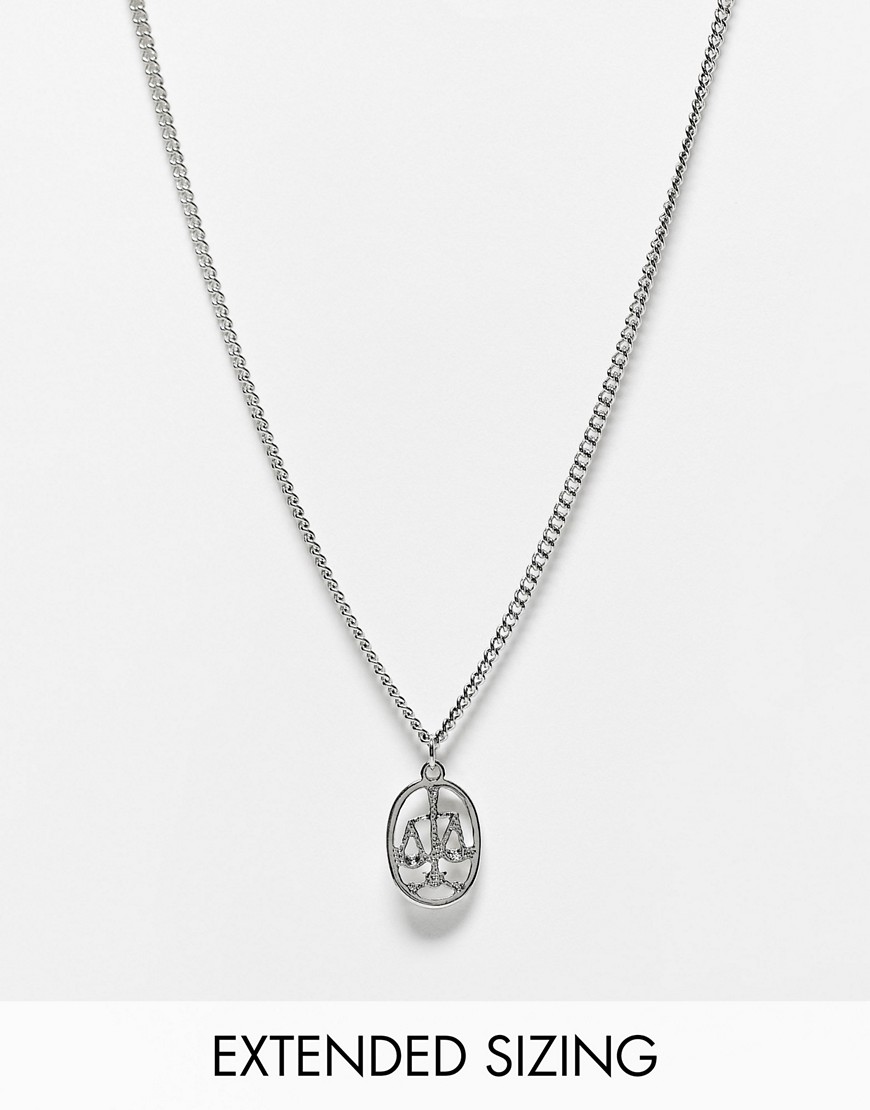 ASOS DESIGN necklace with oval justice scales pendant in silver tone